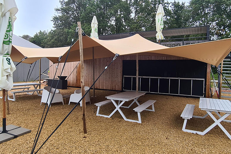 8.5m x 10m Hiflexx stretch tent canvas swimming pool