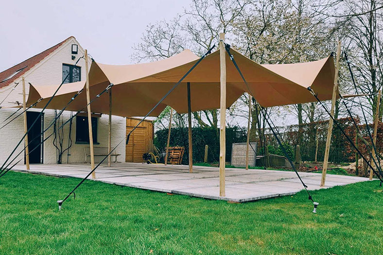 6.5m x 10m Hiflexx Stretch Tent in garden