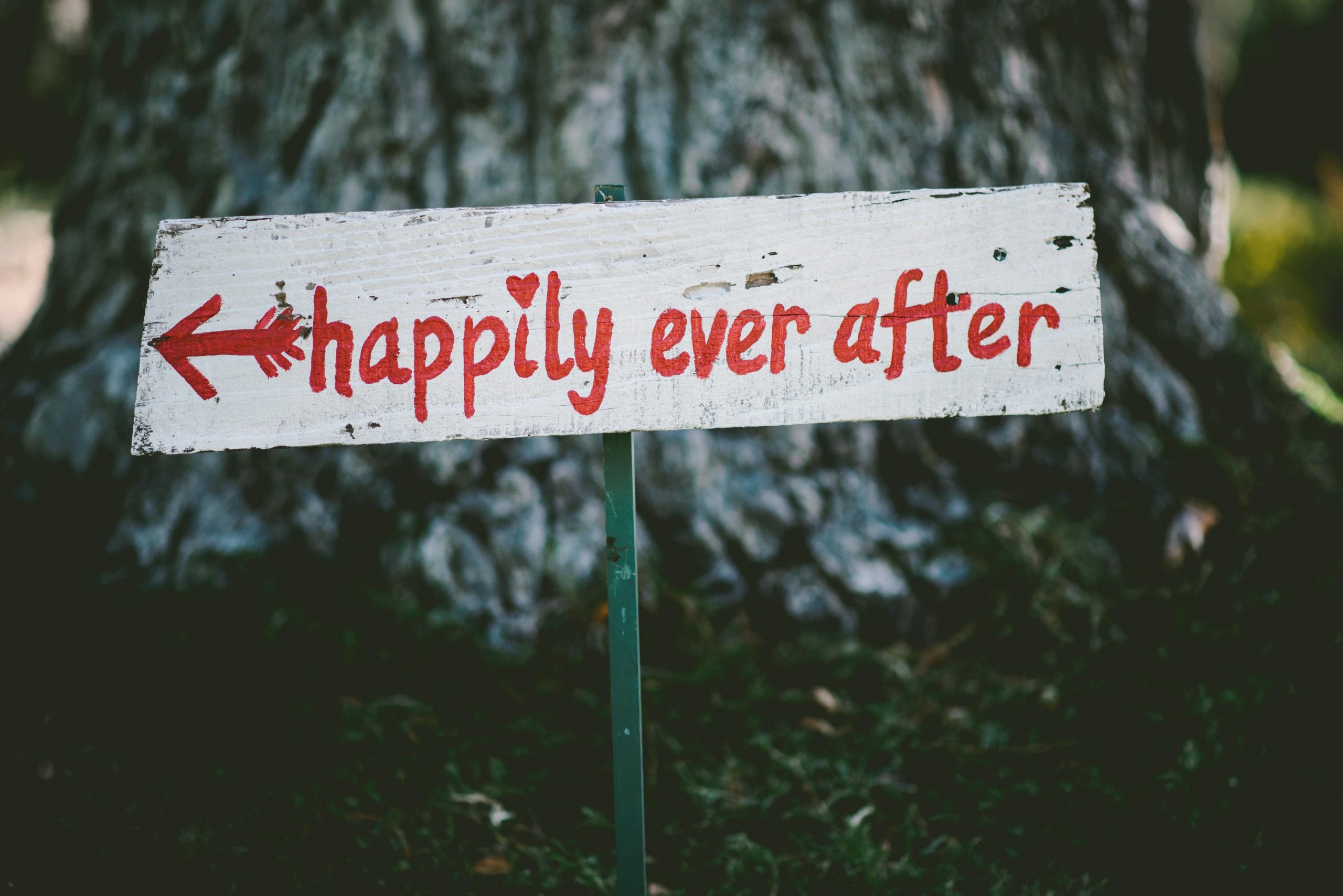 Sign that says "happily ever after"